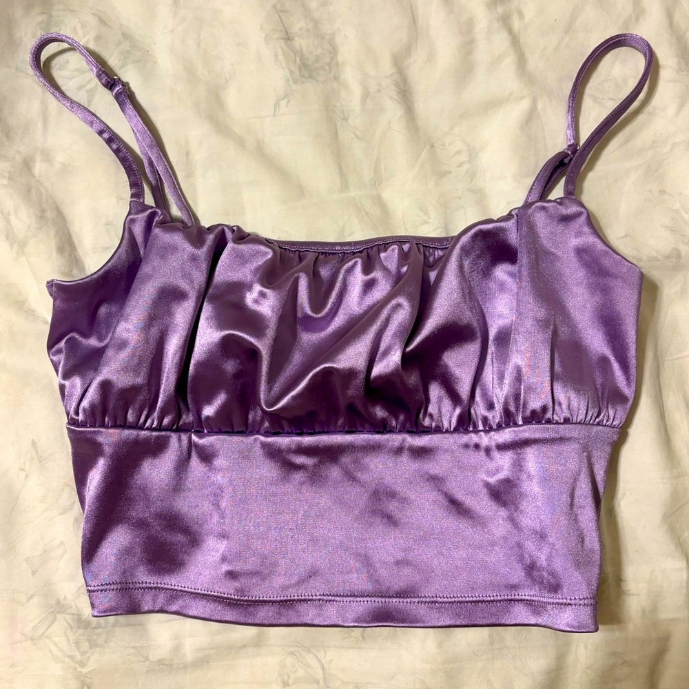 H&M Purple Satin Camisole Crop Top